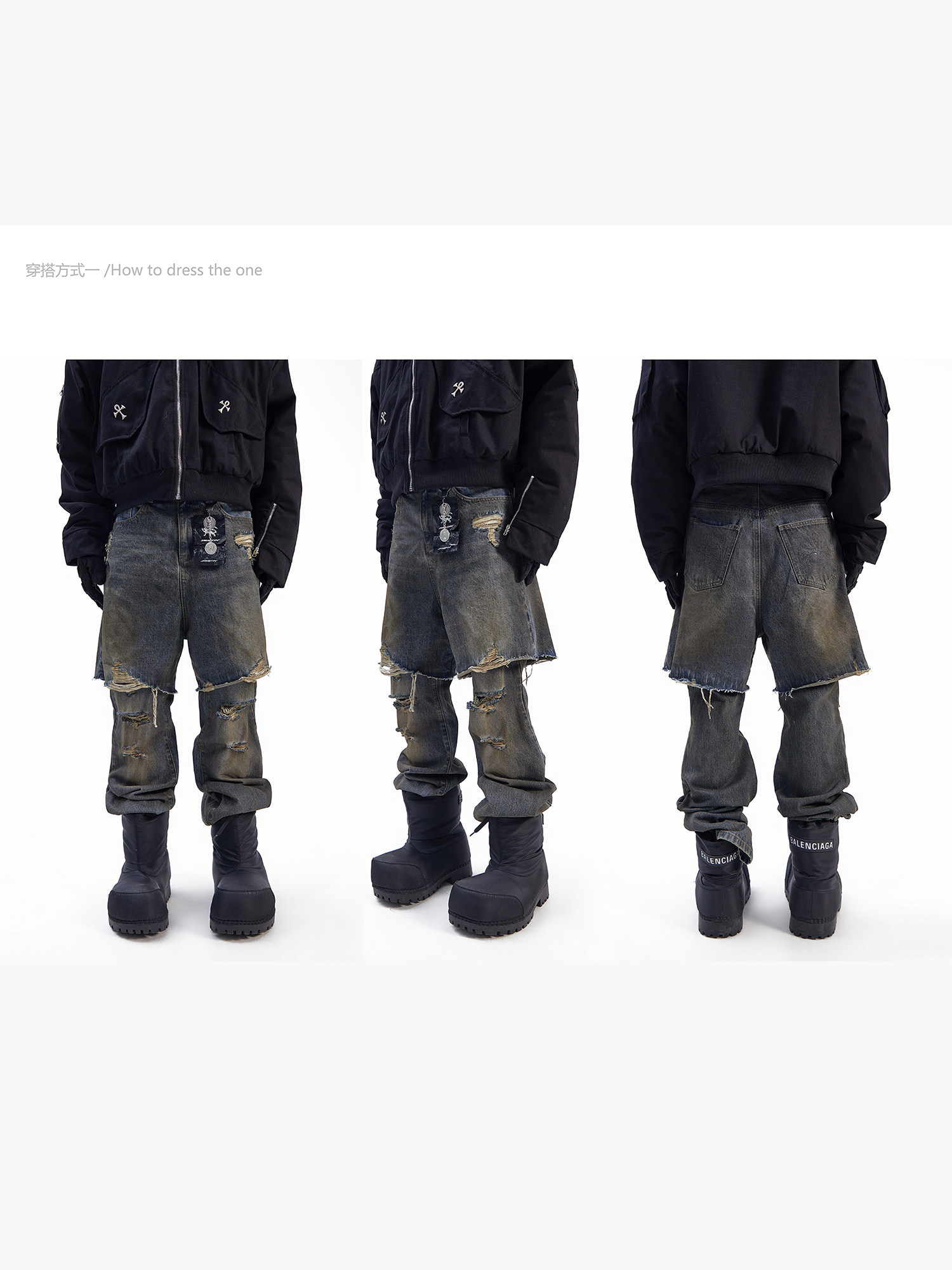 Loose Sagging Dad Jeans: 2-Piece Electroplated Wash - Taobao product photo 2