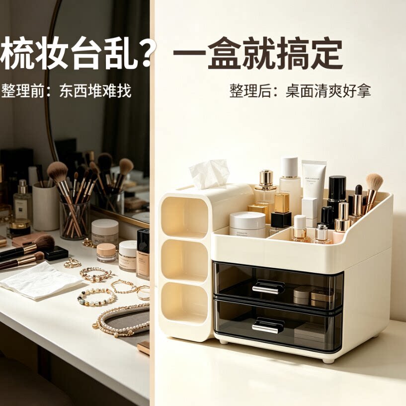 居家化妆品收纳箱省空间整理神器