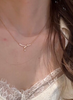 星河系结微笑蝴蝶结女士锁骨链