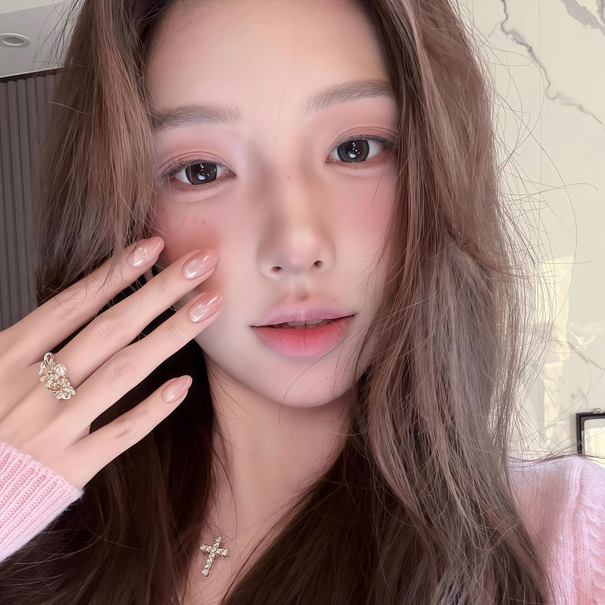 纯手工穿戴甲蜜桃粉渐变猫眼玻璃珠美甲显白气质温柔短款裸色纯欲,彩妆/香水/美妆工具,穿戴甲/甲片,淘宝优惠券,粉丝福利购,淘宝优惠卷