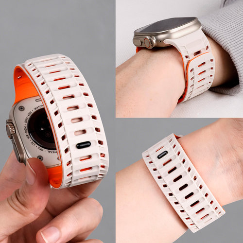 适用于iwatch11表带S11苹果S10手表applewatch10运动S8硅胶S7夏季Ultra女生se3男创意高级S9新款舒适透气