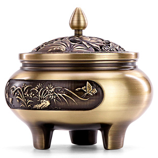 李杜三足纯铜香炉家用室内沉香檀香炉熏香炉茶道供佛仿古盘香炉