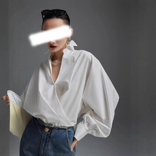 2025春夏新款随性博主风时髦简约斜襟上衣挺括有型免熨烫衬衫女