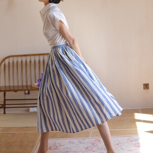 2025早春新款法式复古优雅显瘦条纹半裙套装度假风大摆裙伞裙