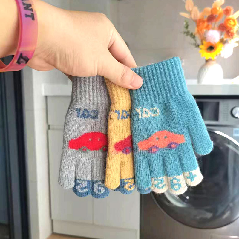 秋冬季儿童手套五指男童女孩手套