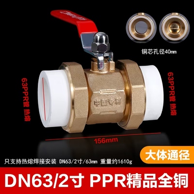 PPR双活接铜球阀热熔管阀门20 25 32 4分 6分双头ppr大流量球阀