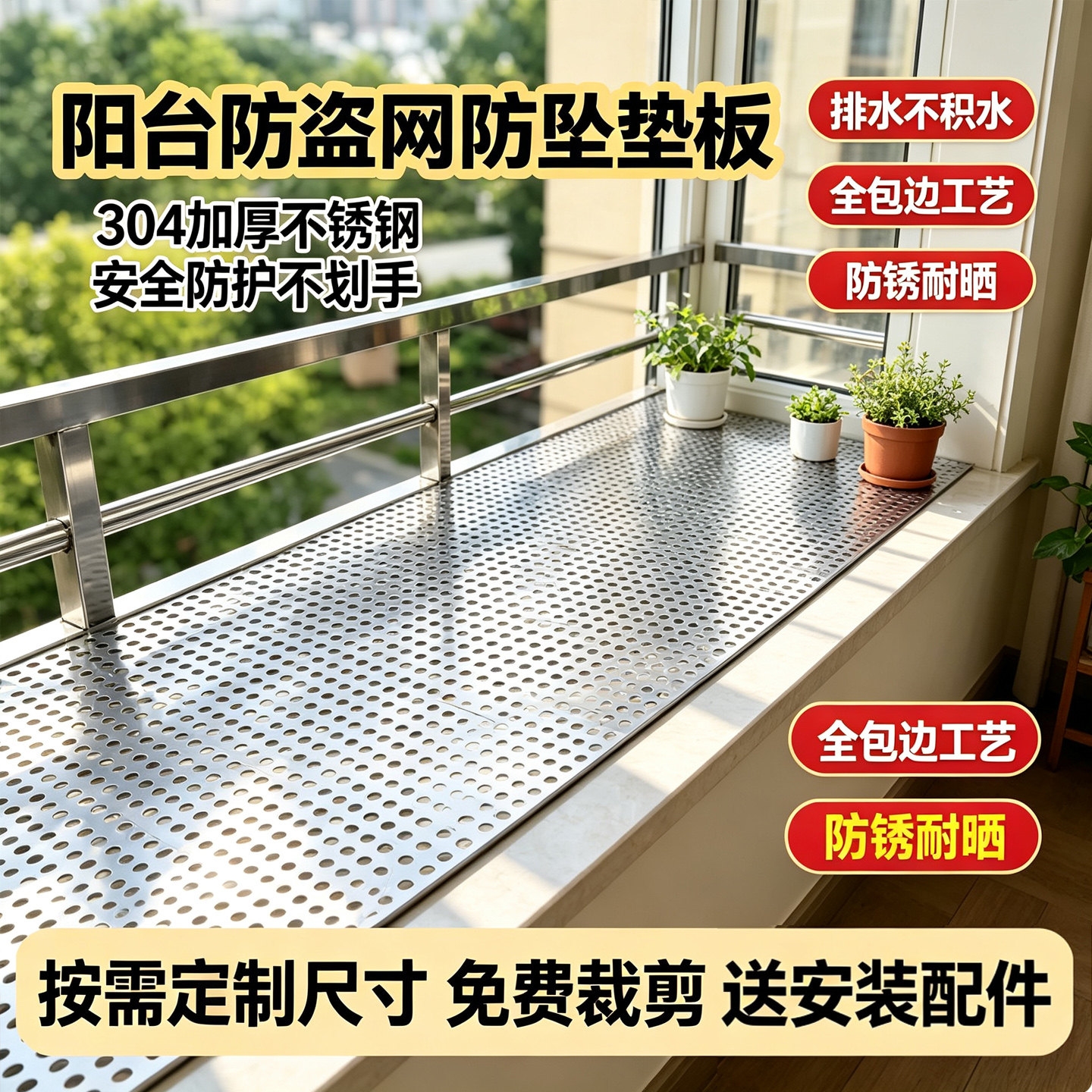 阳台防盗网304不锈钢冲孔板定制图片