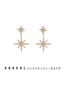 Chocol韩国超闪六芒星一款圣诞耳钉高级感小众气质精致耳饰