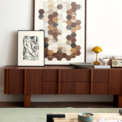 意式中古电视柜现代简约客厅柚木色电视柜实木电视柜大小户电视柜