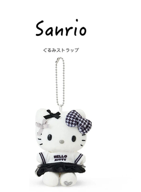 日本hellokitty正版黑白凯蒂猫kt猫公仔玩偶娃娃毛绒包包挂件挂饰