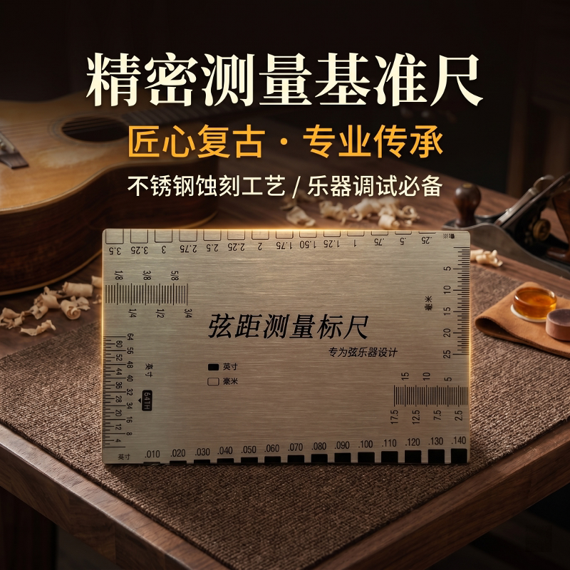 吉他弦距测量尺电木吉他贝斯古典调琴弦高弦距精准卡尺专业级工具