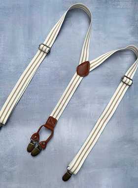 英伦弹力背带男女式夹吊带四夹伴郎西裤松紧防滑背带夹情侣可调节