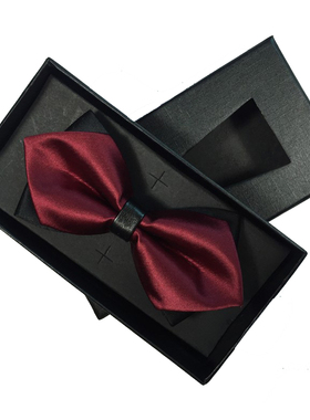 领结男结婚新郎伴郎衬衫男士黑色休闲韩版蝴蝶结婚礼红色领花红色