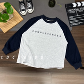 川度25356儿童打底衫 T恤男女童圆领上衣 胸口字母百搭长袖 秋装 新款