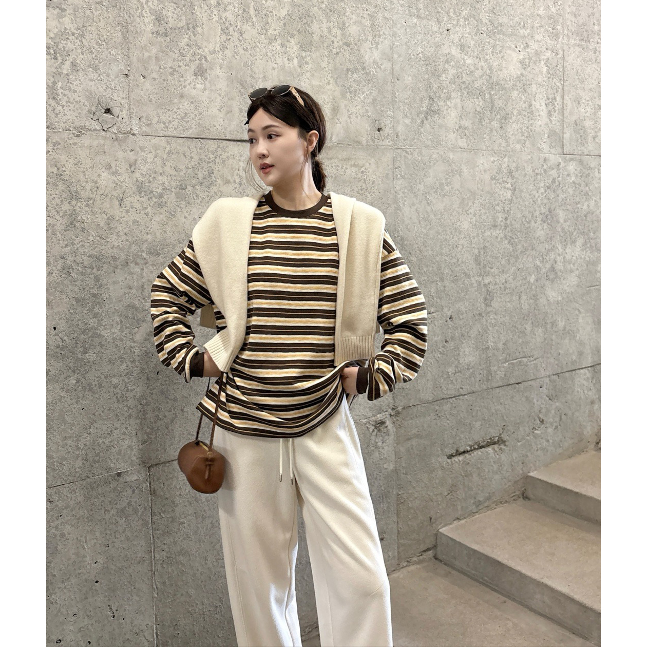 SEAWHEN海维恩马卡龙韩系条纹T恤