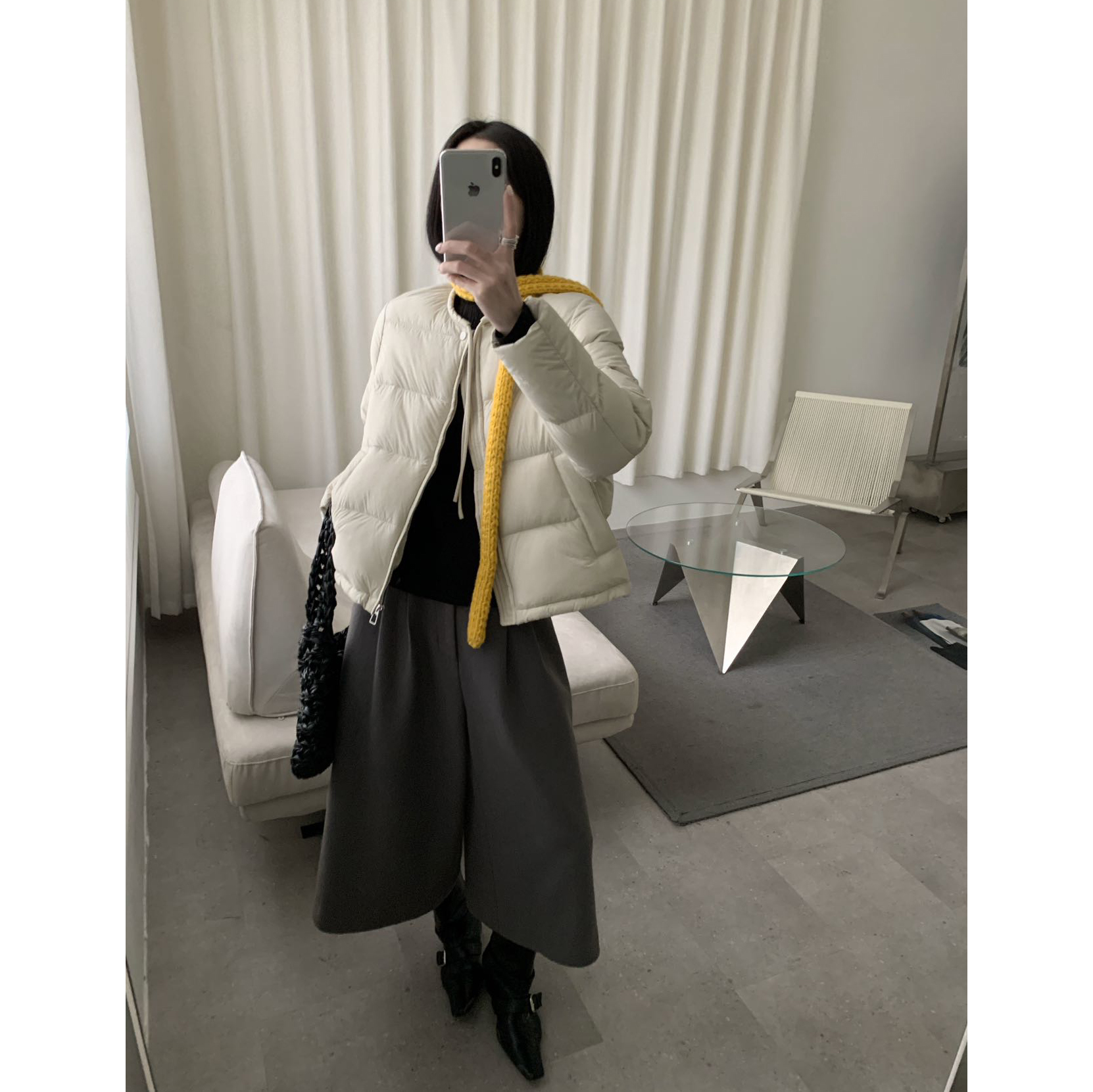 韩系抽绳圆领羽绒服女款