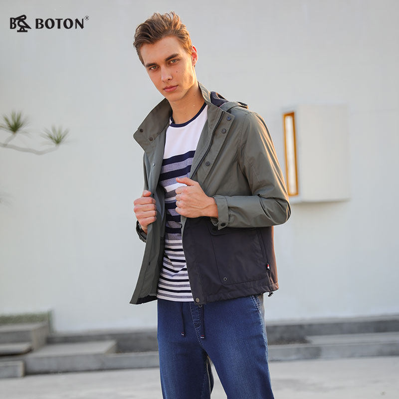 BOTON/波顿2018年新款男装冲锋衣外套男装拼接撞色压胶