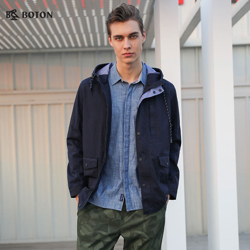 波顿/BOTON 2018年春夏新款 有帽男士棉夹克MJ803118