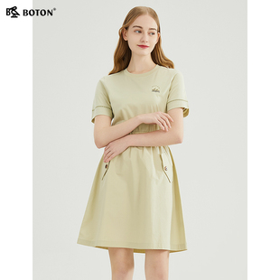 修身 女士草绿色连衣裙高端时尚 波顿2025春夏新款 休闲 束腰显瘦