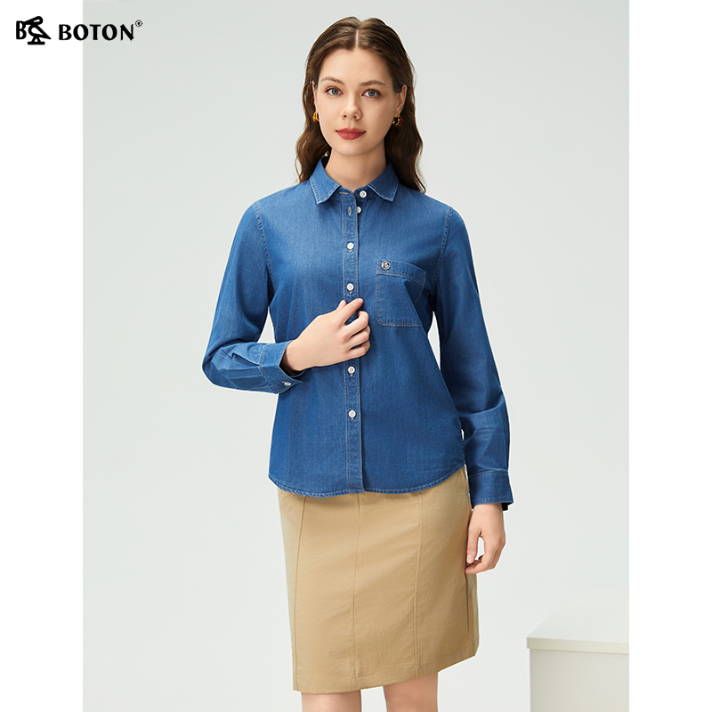 波顿女士牛仔长袖衬衫