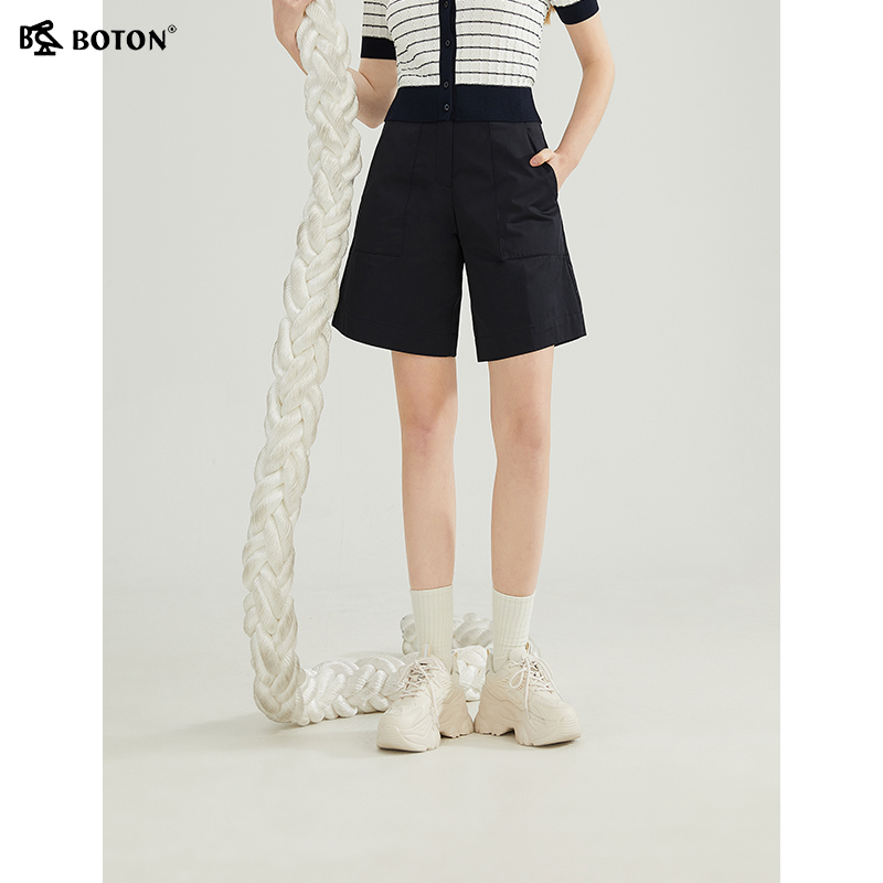 高腰舒适波顿五分裤休闲