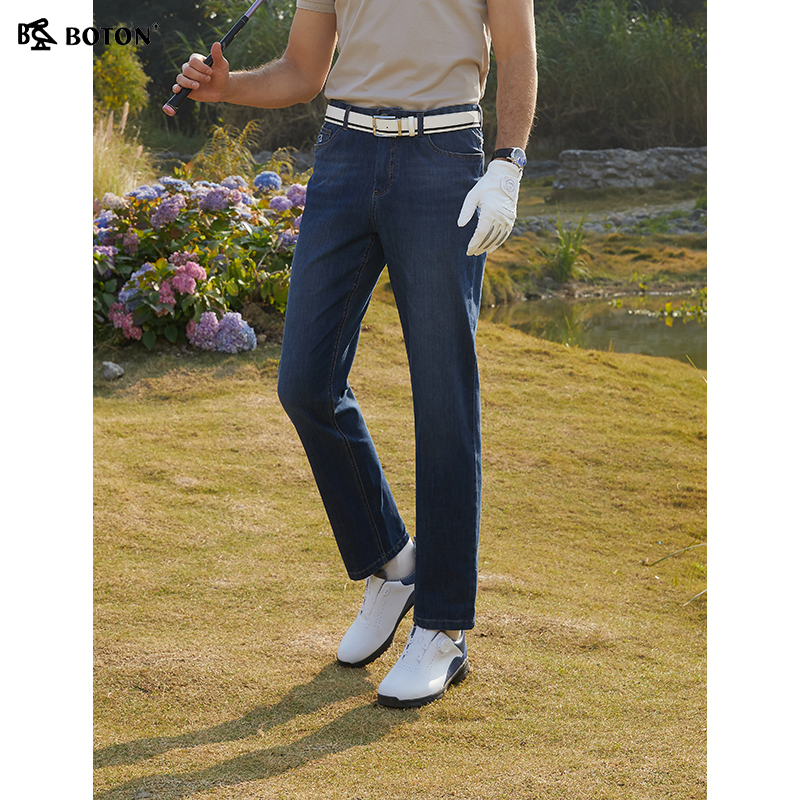 波顿2025春夏季新款男士高弹力牛仔裤直筒修身高端美式休闲长裤子