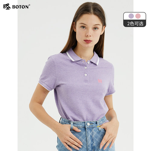 波顿女士短袖纯色polo衫