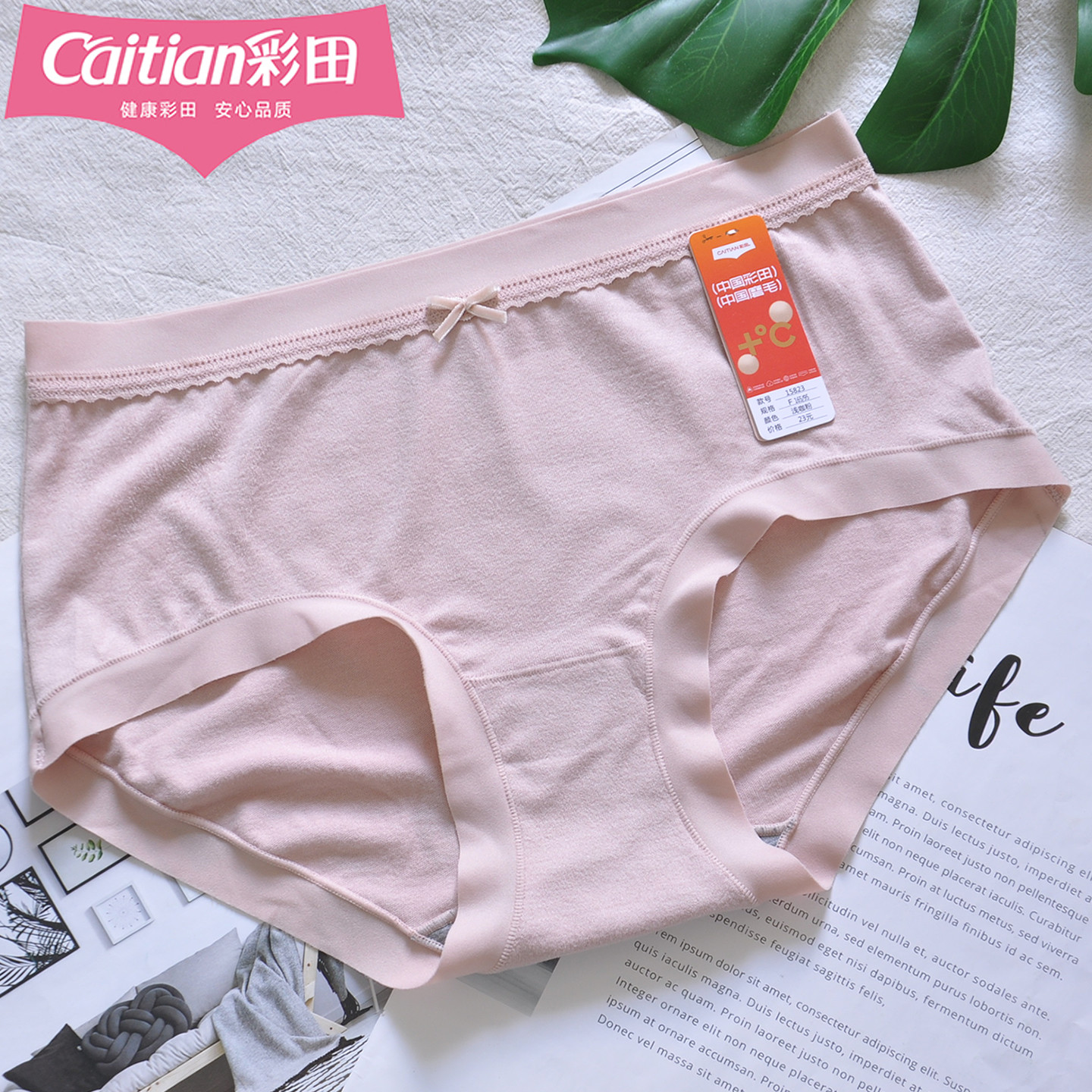 彩田15823中腰磨毛保暖透气莫代尔无痕边10A石墨烯女士内裤纯色,女士内衣/男士内衣/家居服,女三角裤,淘宝优惠券,粉丝福利购,淘宝优惠卷