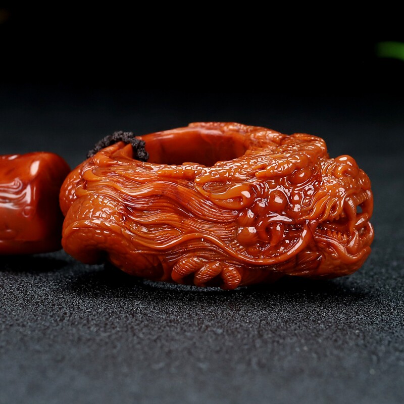 正宗四川天然凉山南红玛瑙指环龙扳指原石柿子红扳指男女款49