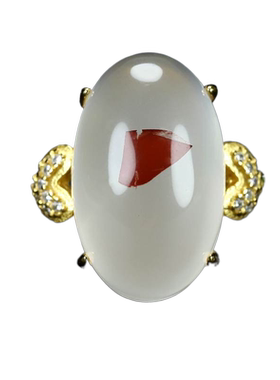 正宗天然凉山南红玛瑙S925银南红冰飘戒面戒指镶嵌指环女款A11