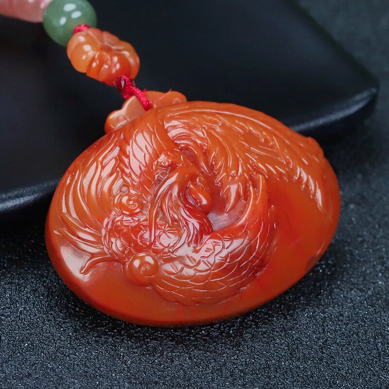 正品天然四川凉山南红玛瑙凤凰吊坠南红柿子红原石挂件男女款547