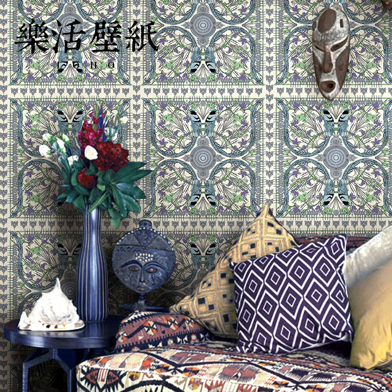复古美式田园花鸟中式背景墙壁纸藏式墙纸客厅卧室民族风波西米亚,家装主材,无纺布墙纸,淘宝优惠券,粉丝福利购,淘宝优惠卷