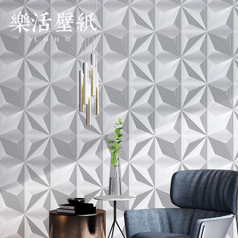 北欧简约几何无纺布加厚墙纸3D立体背景墙壁纸2025新款高级感轻奢