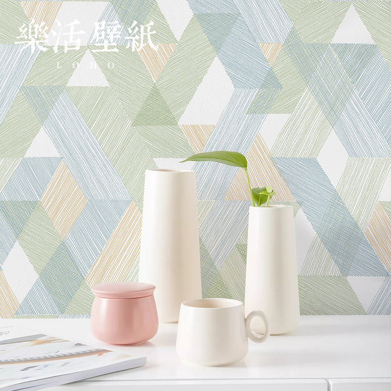 北欧无纺布几何图案电视墙墙纸