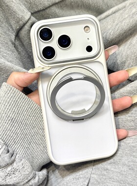 雪松白色360旋转支点支架适用于iphone17promax苹果14磁吸手机壳15新款16pro女13亚克力17Air亚克力防摔软壳