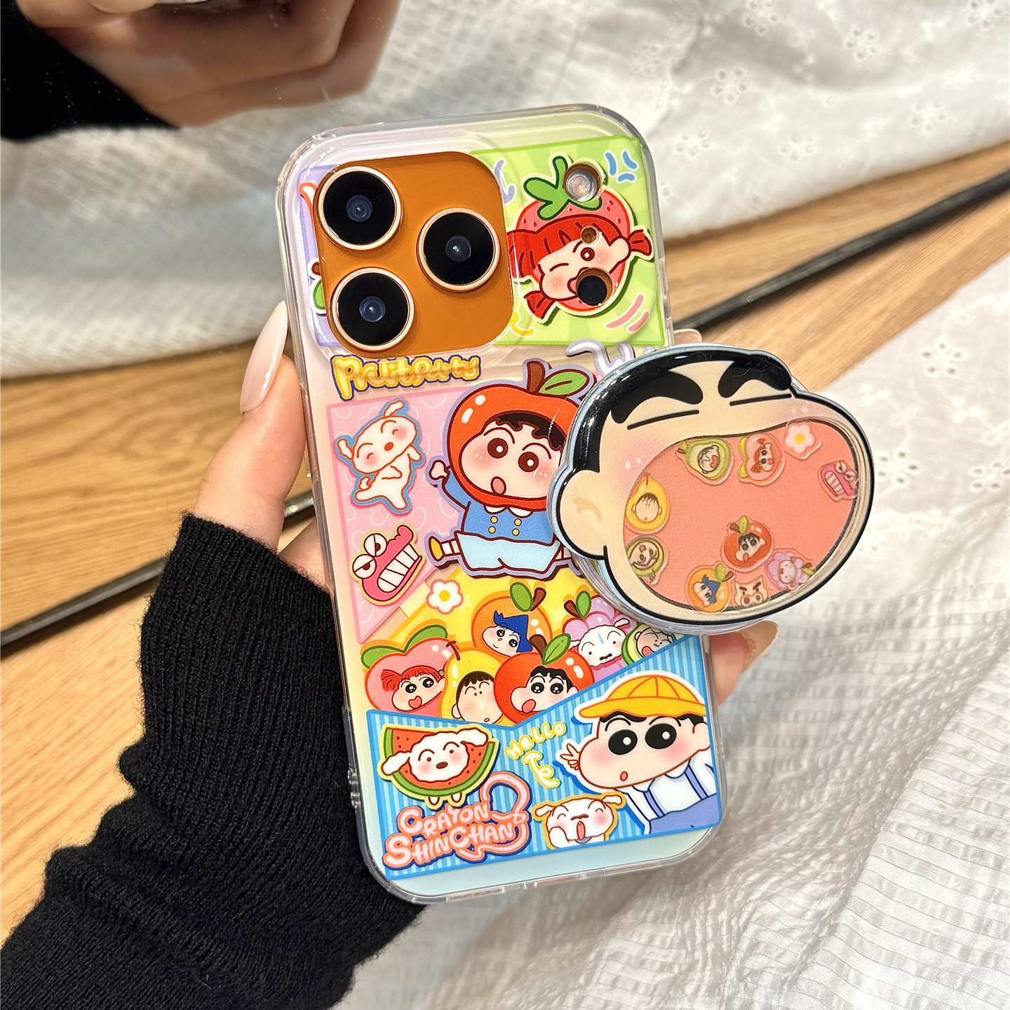 可爱水果甜心蜡笔小新小伙伴磁吸支架适用于iphone17promax苹果14手机壳15新款16pro女13双层17pm硅胶防摔套