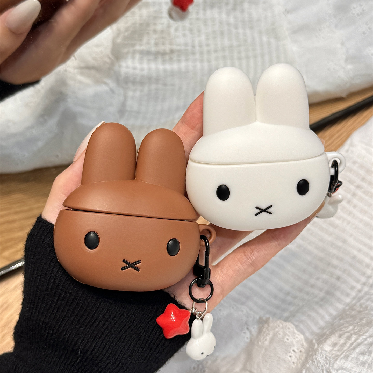 可爱立体米菲兔头像星星挂件适用于苹果AirPodspro3耳机保护套AirPods pro4新款无线蓝牙3代AirPods1/2情侣款,3C数码配件,耳机保护套,淘宝优惠券,粉丝福利购,淘宝优惠卷