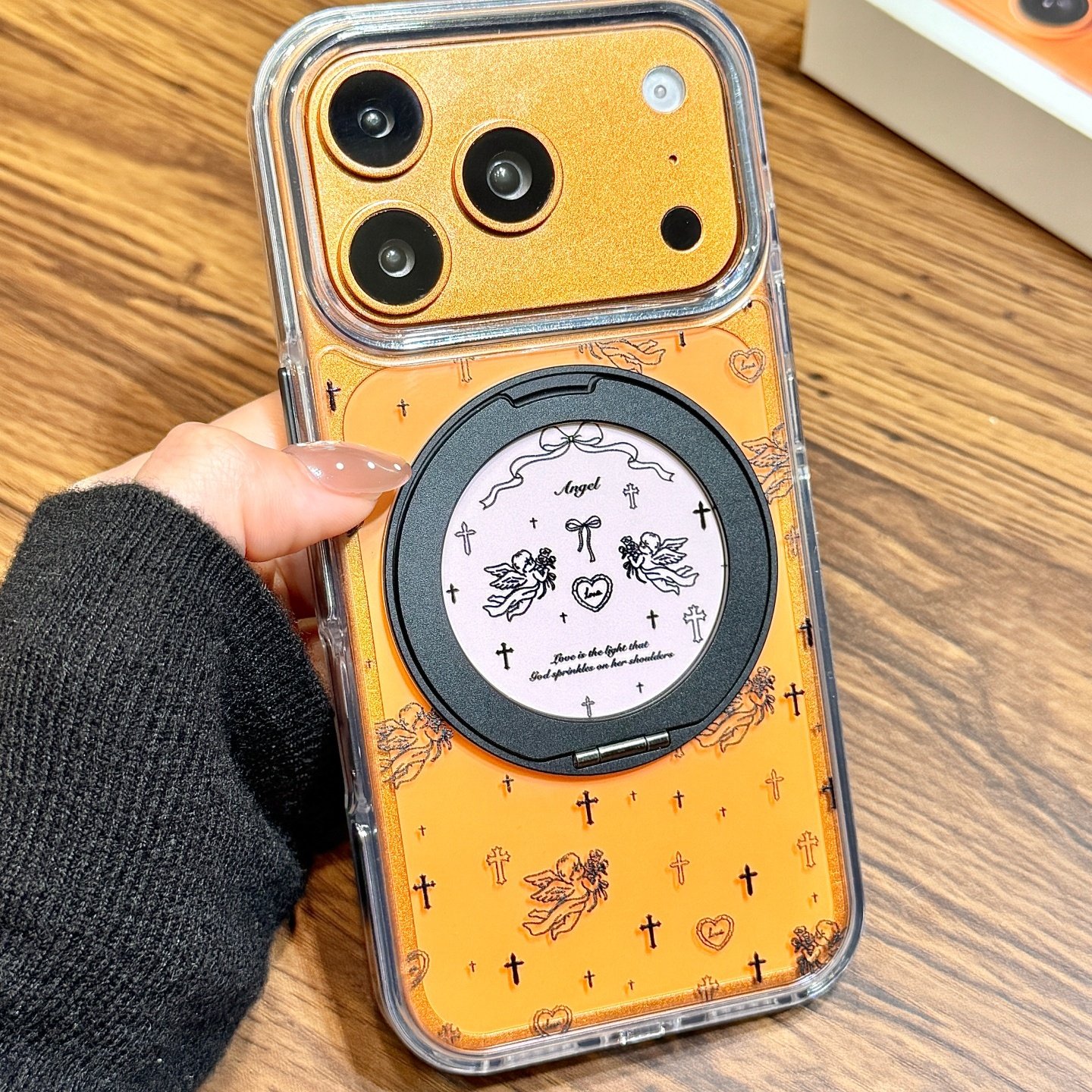 简约风满屏十字架天使丘比特旋转磁吸支点支架适用于iphone17promax苹果14手机壳15新款16pro女13硅胶17pm套,3C数码配件,手机保护套/壳,淘宝优惠券,粉丝福利购,淘宝优惠卷