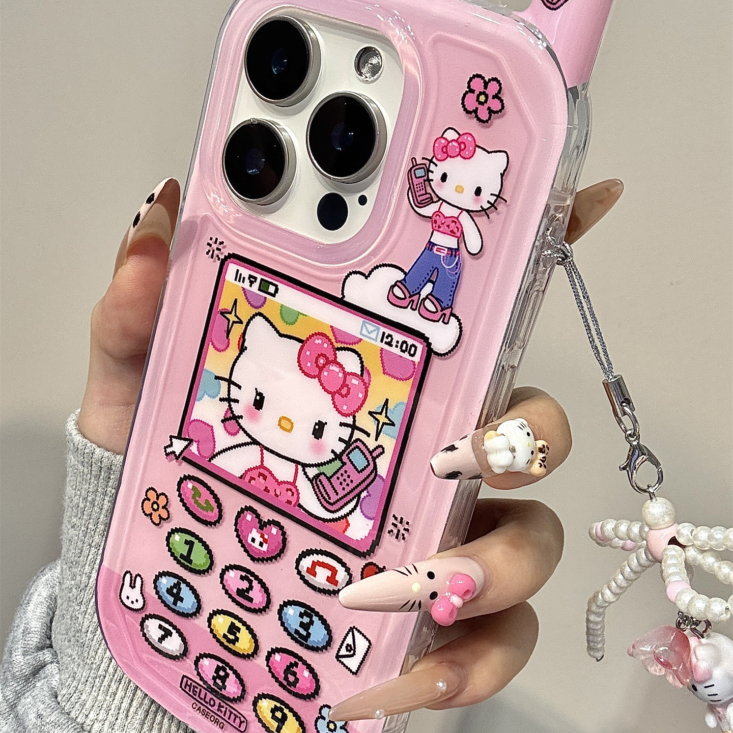 个性创意立体大哥大造型kitty猫公仔挂件适用于iphone16promax苹果14手机壳15新款15pro女16硅胶13pm防摔软壳