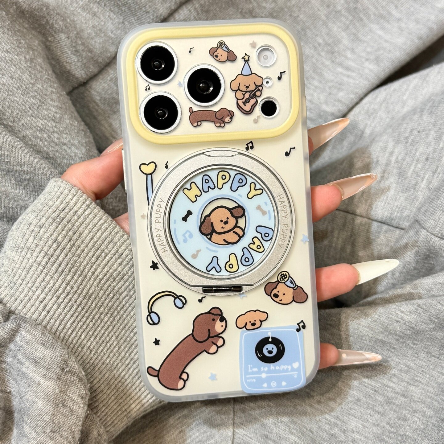360旋转一体支点壳折叠支架腊肠狗适用于iphone17promax苹果14手机壳15新款16pro女13可爱18pm双层硅胶防摔套图片