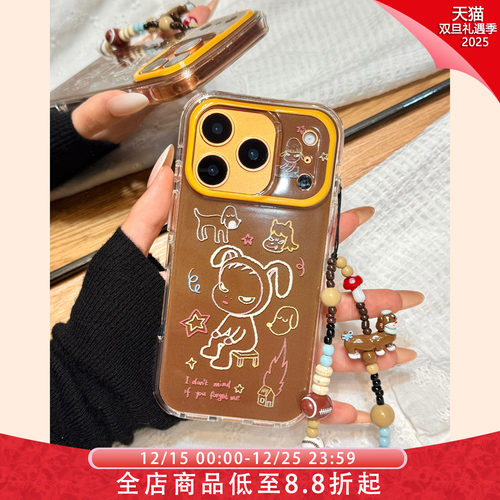 个性创意涂鸦彩色线条奈良美智女孩链条适用于iphone17promax苹果14手机壳15新款16pro女13硅胶17pm防摔软壳