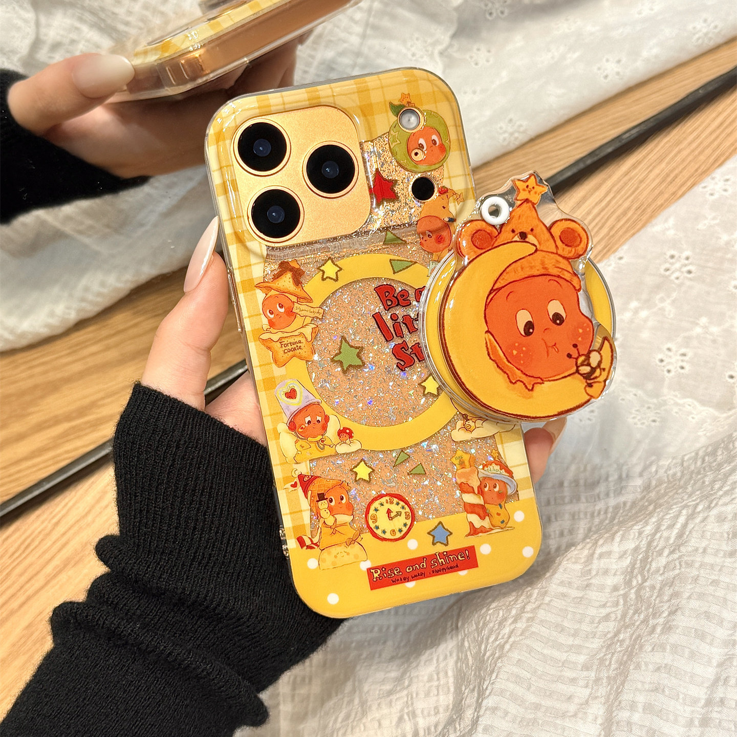 闪粉亮片格子纹星星男孩滑盖镜子磁吸支架适用于iphone17promax苹果14手机壳15新款16pro女13硅胶17pm防摔套,3C数码配件,手机保护套/壳,淘宝优惠券,粉丝福利购,淘宝优惠卷