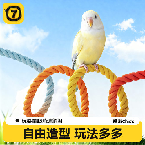 【100CM】鹦鹉彩虹攀爬绳鸟秋千