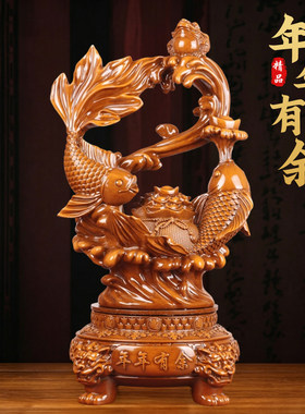 年年有余双鱼摆件客厅玄关酒柜