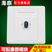 双口皮线面板 86型墙面可配康普模块配电信级加厚含法兰 4口光纤到户面板白色面板 海奈SC