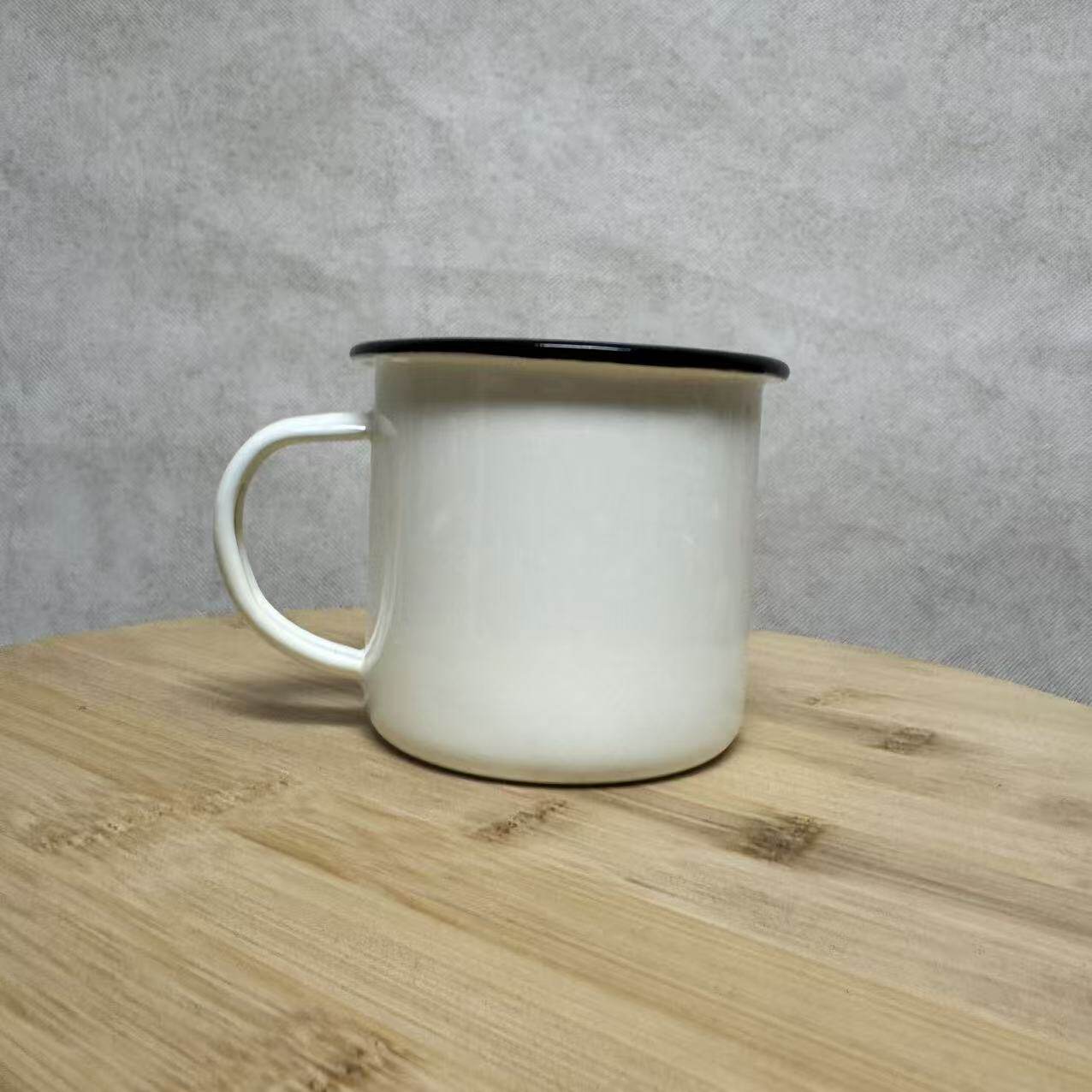 精品特厚纯色款8厘米高容量370毫升高档搪瓷杯子喝茶露营水杯