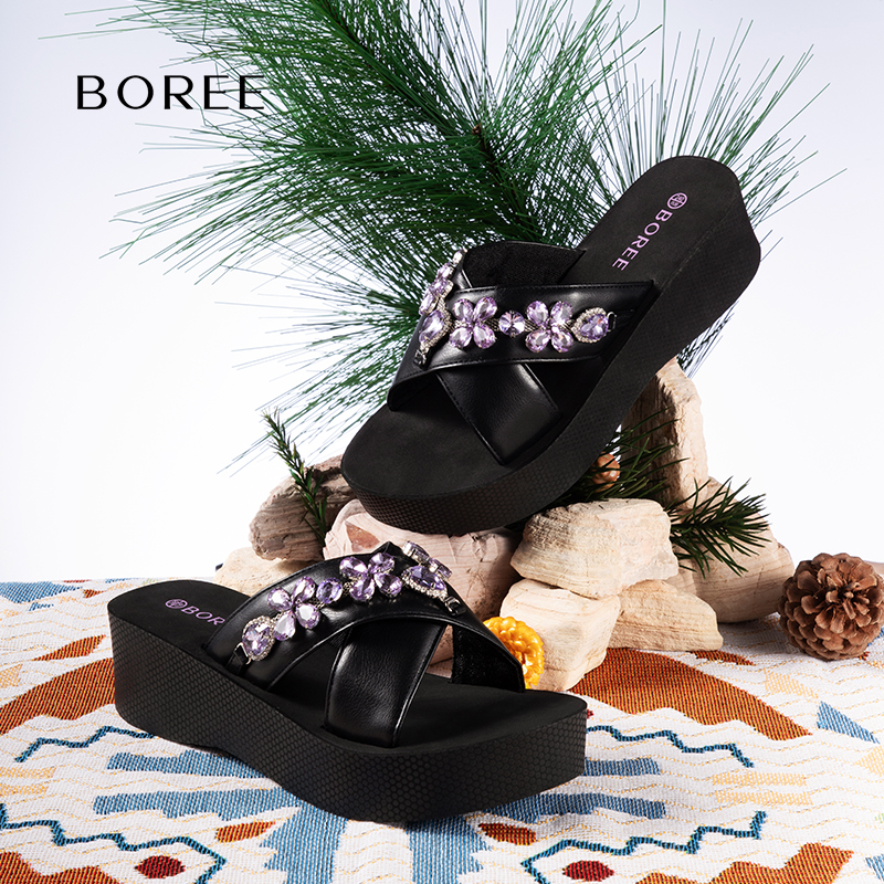 宝人防滑坡跟人字拖女