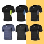 tight outdoor sports shirt sleeved short fitting Men