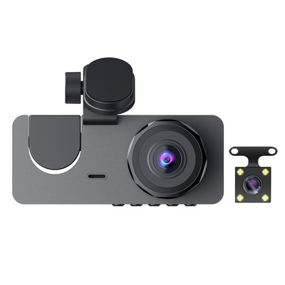 Three lens driving recorder with high-definition front, inte