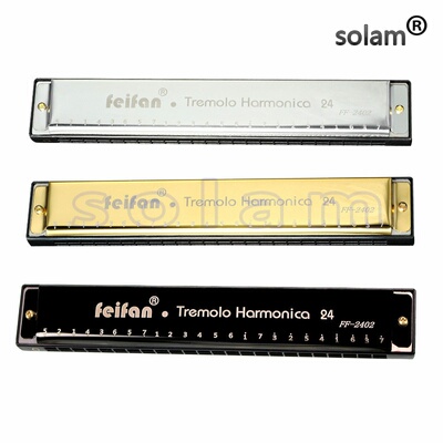 Harmonica mouth organ 24 hole metal c tone polyphonic studen